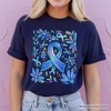 Diabetes Blue Ribbon Floral T-Shirt, Awareness Support Tee | OrnamentallyYou - 4 of 4
