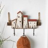 11"x16" Wood Handmade Distressed House 3 Hanger Wall Hook with Red Roof Accents and Hanging Rope Cream - Olivia & May - 2 of 4