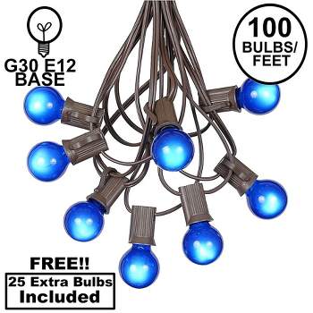 Novelty Lights 100 Feet G30 Globe Outdoor Patio String Lights, Brown Wire