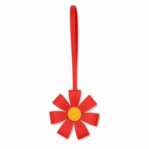Alilang Women's Pink Faux Leather Flower Bag Charm Purse Accessory with Loop Strap - Red