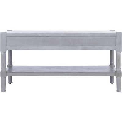 Whitewashed Grey Rectangular Wooden Coffee Table with Storage