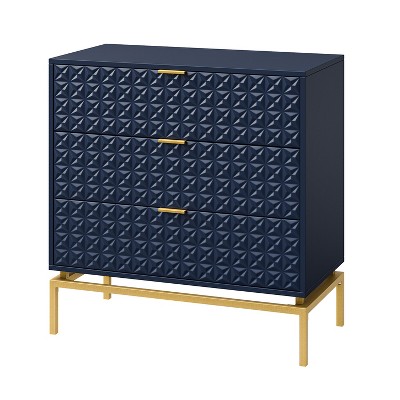 Vico 31'' Tall Modern Water Resistant Storage Cabinet Set with Embossed Pattern 3 Drawer Bachelor's Chest |KARAT HOME
