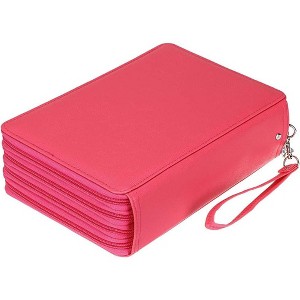Fmeida 200 Slots Colored Pencil Organizer - Deluxe PU Leather Pencil Case Holder with Removal Handle Strap Pencil Box Large Black - 1 of 4