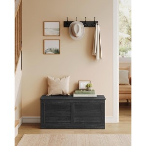 Wooden Storage Chest, Securely Opens 39.4"x15.7"x18.3" for Organizing Home Spaces, Dark Gray - 1 of 4