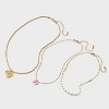 Girls' 3pk Heart Locket Pearls and Bow Charms Necklace - art class™ Gold: Acrylic Zinc Chain Set - 2 of 4