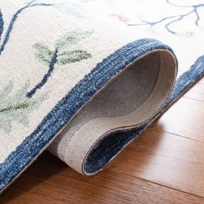 Ivory Floral Hand-Tufted Wool Square Area Rug