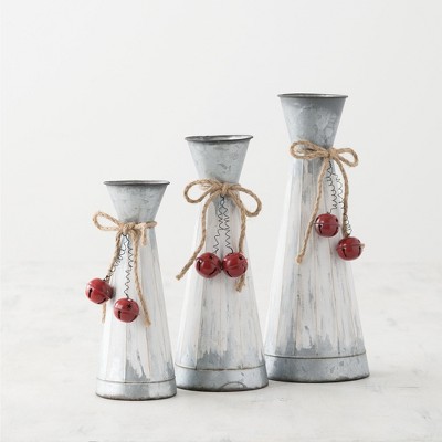 Sullivans Set of 3 Vases 14"H, 12.25"H & 10"H White