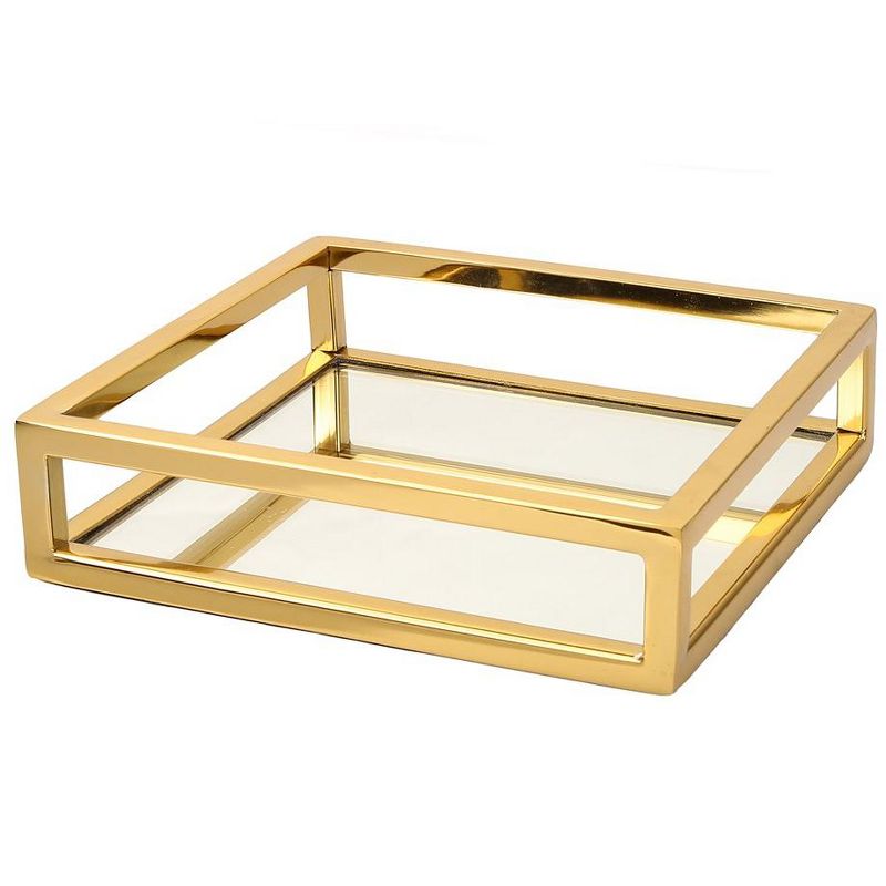 Classic Touch 8" Square Mirror Napkin Holder- Gold , 2 of 4