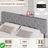 Full Bed/Queen Size Frame w/ Charging Station Wooden Platform w/ Adjustable Headboard Noise Free - 3 of 4