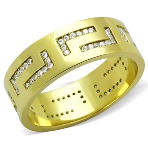 Slickblue Men’s Stainless Steel Ring, IP Gold Finish, Clear AAA CZ Stone, Modern Fashion Band, Sizes 8-13 - 1 of 4