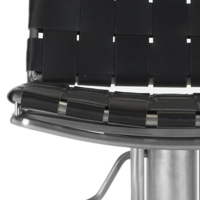 Adjustable Black Leather and Metal Swivel Bar Stool