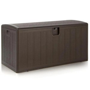 105 Gallon All Weather Large Deck Box Lockable Storage Container - 1 of 4