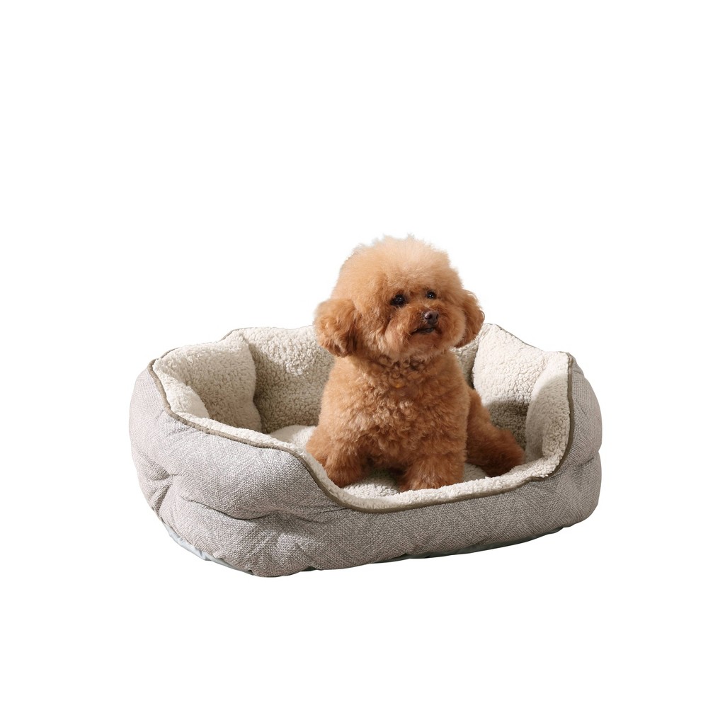 Arlee Home & Pet Cozy Orthopedic Eco-Friendly Durable Dog Bolster Bed - Beige - M