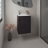 SEVOBAL Bathroom Vanities 40in Floating One Door Vanities with Resin Sink and Two Shelves for Bathroom Storage, Black, 25.98"*18.9"*11.02" - 2 of 4