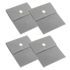 Unique Bargains Earrings Necklaces Rings Velvet Pouches Snap Button Portable Jewelry Storage Bag 4 Pcs - 1 of 4