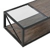 Industrial Modern Coffee Table - Half Tempered Glass & Rustic Wood MDF, X-Frame Design for Living Room & Bedroom - 4 of 4