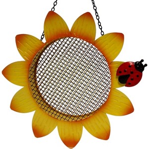 Gift Essentials Metal Yellow Sunflower with Ladybug Mesh Bird Feeder - 9" - 1 of 4