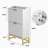 CuisinSmart, Shoe Storage Cabinet with 2 Flip Drawers, Freestanding Organizer with Metal Legs for Entryway, Narrow Shoe Rack Cabinet, White - 2 of 4