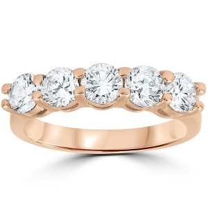 Pompeii3 2 Ct Five Stone Diamond Wedding Ring Anniversary Womens Band 14k Rose Gold - 1 of 4