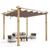 10x10 Ft Outdoor Aluminum Pergola, Heavy-Duty Woodgrain Patio Pergola with Retractable Canopy Sun Shade - 2 of 4