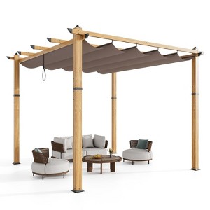 GOCAPTAIN Patio Pergola - Metal Outdoor Sun Shade Canopy with Retractable Roof for Garden Porch Backyard - 1 of 4