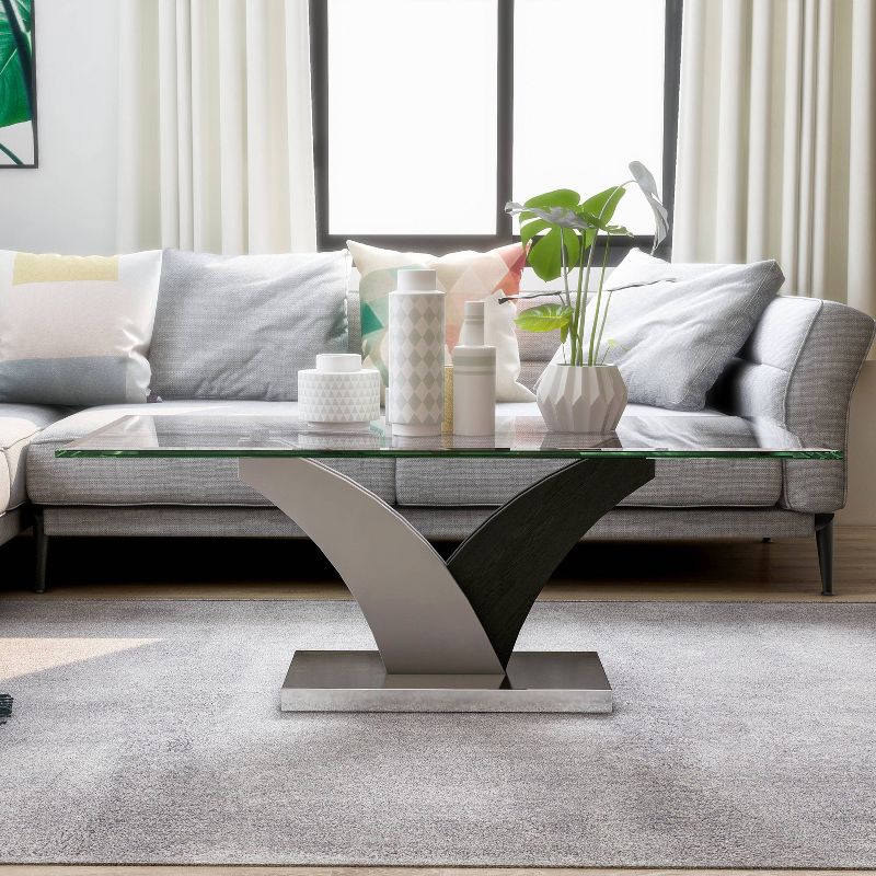 Niessa Contemporary Coffee Table White/Dark Gray/Chrome - HOMES: Inside + Out, 4 of 8