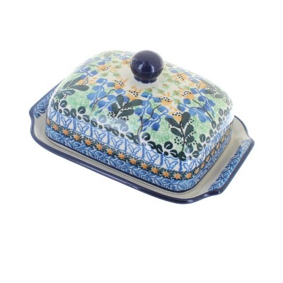 Blue Rose Polish Pottery 295 Ceramika Artystyczna Butter Dish