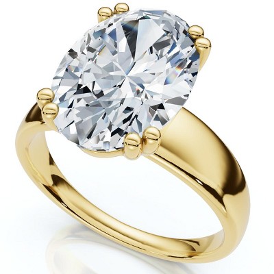 Pompeii3 Certified 4Ct Oval Diamond Solitaire Engagement Ring 14k Gold or Plat Lab Created