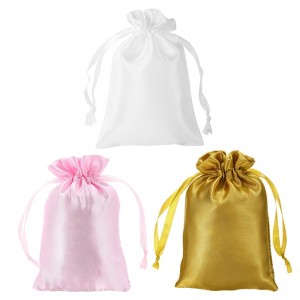 Unique Bargains Mini Smooth Soft Wedding Christmas Satin Bags with Drawstring 3 Pcs - 1 of 4