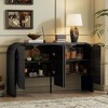 Wood Sideboard Cabinet with Curvy Edge, 4 Doors Retro Credenza Storage Cabinet with Adjustable Shelves for Living Room - 2 of 4