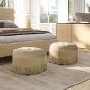 Okak Luxury Round Ottoman Bench Coffee Table Soft Upholstered Footrest Stool with Tassel Rope for Living Room,Entryway,Bedroom,Office, Brown - 2 of 4