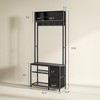 Aghana Digitals 5-in-1 Entryway Hall Tree: Black Bench with Coat Rack, 2 Fabric Drawers, 3 Storage - 2 of 4