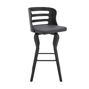 30" Swivel Bar Stool in Faux Leather and Wood with Comfortable Seat and Sturdy Design for Kitchen or Bar - 1 of 4
