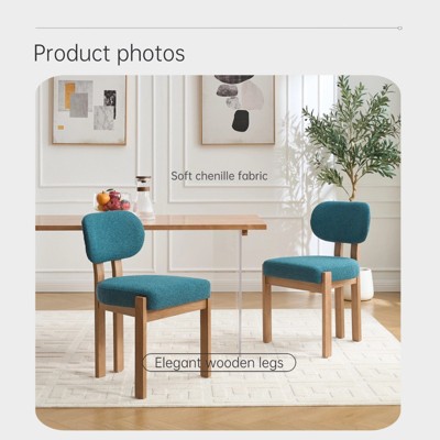 Dolonm Set of 2 Modern Farmhouse Upholstered Seat Dining Chairs with Rubberwood Frame