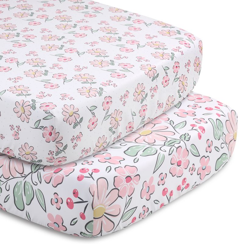 The Peanutshell 5-Piece Floral Fun Baby Crib Bedding Set for Girls with Extra Sheet, Quilt and Blanket, 5 of 10