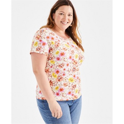 Style & Co. Womens Floral Basic T-Shirt