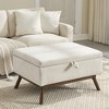Vynxaria Mid-Century Modern Square Coffee Table Storage Bench - Beige - 2 of 4