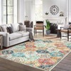 Washable Vintage Oriental Rug Non Slip Low Pile Rug Soft Throw Floor Cover Retro Foldable Indoor Carpet for Living Room Bedroom Playroom Nursery - 2 of 4