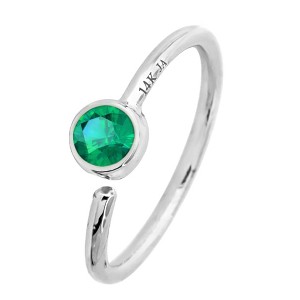 Jewelry Avalanche 20G 14K Gold Bezel Set Emerald Nose Hoop Ring, 8mm, May Birthstone - 1 of 3