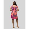 24seven Comfort Apparel Womens Pink Paisley V Neck Empire Waist Knee Length Dress - 3 of 4