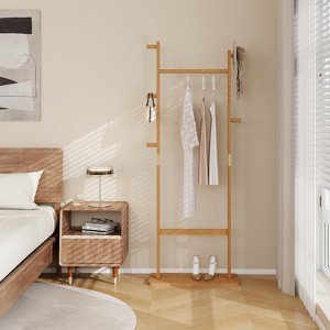 HDZNVF Garment Rack Solid Wood, Natural - 1 of 4