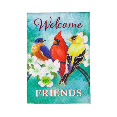 Welcome Friends Burlap Garden Flag