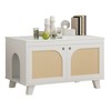 MAYEERTY 31*20" Flip-Top Hidden Cat Box Cabinet with Rattan Doors & Dual Entrances, White - 4 of 4