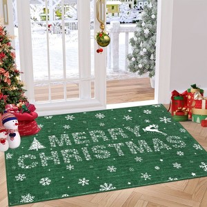 Christmas Rug Merry Xmas Floor Mat Christmas Greetings Living Dining Room Bedroom Carpet Happy Xmas Home Decoration - 1 of 4