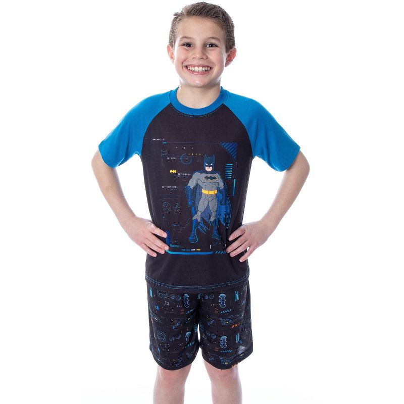 DC Comics Boys' Batman Spec Readout Short Sleeve Shirt and Shorts Pajama Set Bat Specs, 1 of 6