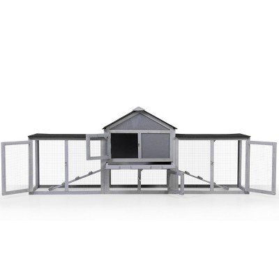 AZL1 Life Concept Pet Crates and Houses Large Rabbit Hutch Weatherproof Roof Spacious Living Area Removable Tray, Gray, 83.5"*33.75"*17.25"