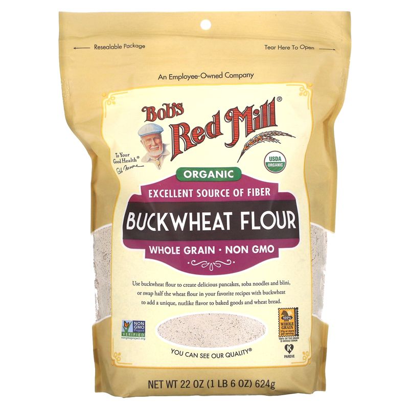 Bob's Red Mill Organic Buckwheat Flour, Whole Grain, 22 oz (624 g), 1 of 3
