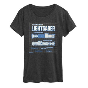 Women's - Star Wars - Luke Saber Schematic Short Sleeve Graphic T-Shirt - 1 of 4