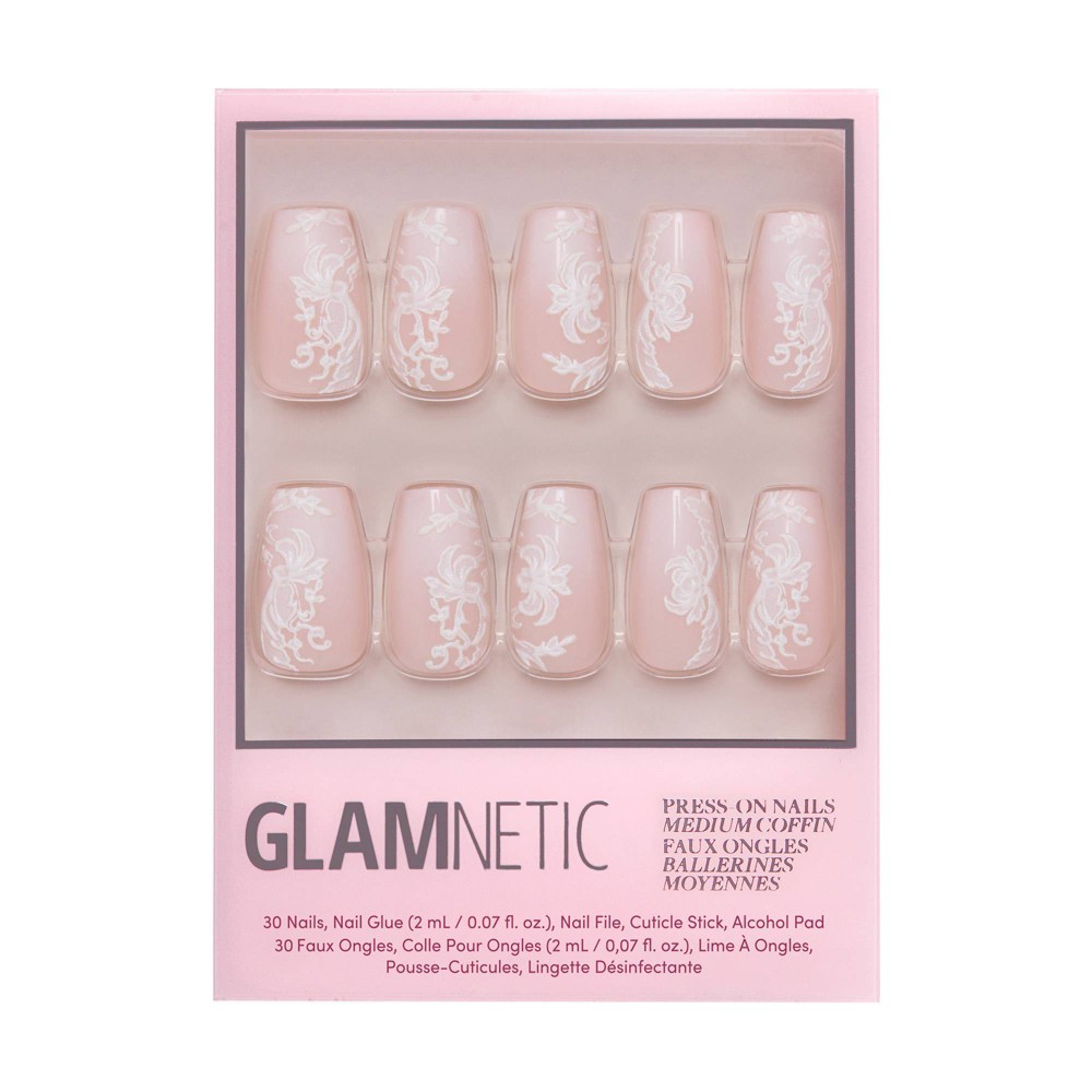 Photos - Manicure & Pedicure Tools Glamnetic Women's Nail Set - Lace Blush - Ulta Beauty: 30 Pieces, Coffin Shape, Gloss Finish