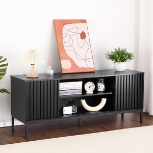 GustoWave Black Entertainment Center with Storage, Modern TV Stand W/Sliding Doors for up to 65 Inch TVs - 1 of 4
